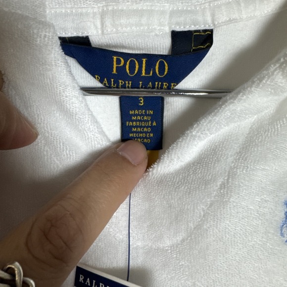 NWT Polo Ralph Lauren girls' hooded terry cover-up. Sz3 - Picture 4 of 7